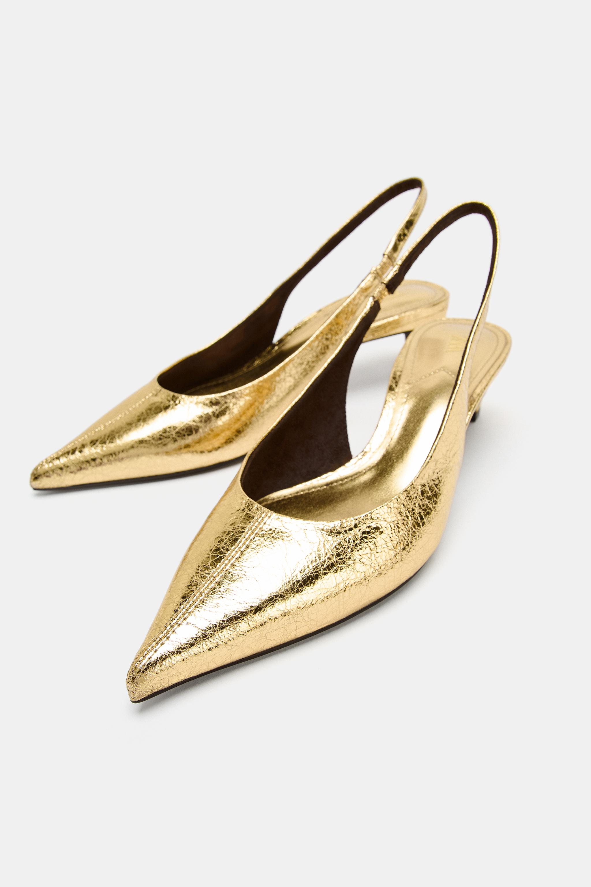 METALLIC KITTEN HEEL SHOES